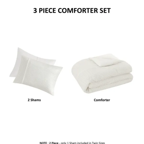 Comforters-Kirkland's Home Seersucker 3-Pc. Full/Queen Comforter Set Ivory