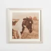 Framed Art-Kirkland's Home Sepia Horse On Linen Framed Art Print Tan/Brown