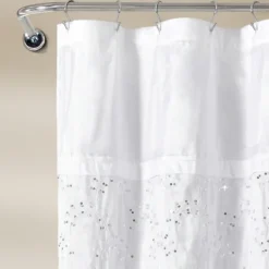 Shower Curtains-Kirkland's Home Sequined Shower Curtain White