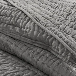 Bedspreads & Coverlets-Kirkland's Home Serene Quilted 3-Pc. Queen Coverlet Set Gray