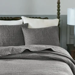 Bedspreads & Coverlets-Kirkland's Home Serene Quilted 3-Pc. Queen Coverlet Set Gray