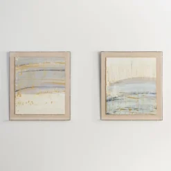 Framed Art-Kirkland's Home Serenity Blue I Shadowbox Art Print Ivory/Blue/Gold