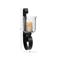 Sconces-Kirkland's Home Shayne Black Iron Scroll Sconce