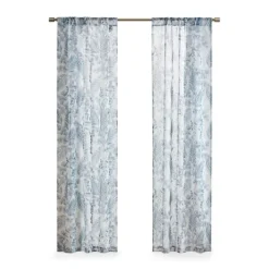 Curtains & Drapes-Kirkland's Home Sheer Blue Botanical Curtain Panel Set, 84 In. White/Blue
