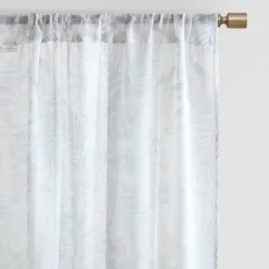 Curtains & Drapes-Kirkland's Home Sheer Botanical Curtain Panel Set, 95 In. White