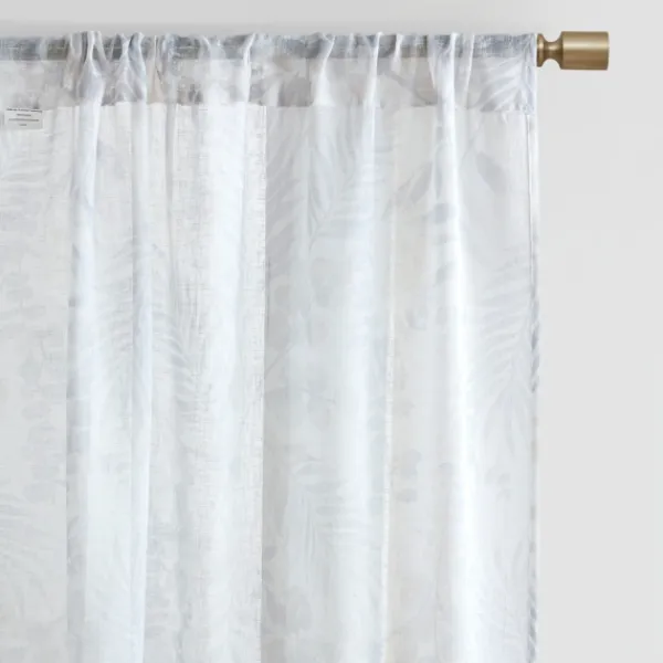 Curtains & Drapes-Kirkland's Home Sheer Botanical Curtain Panel Set, 95 In. White
