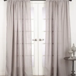 Curtains & Drapes-Kirkland's Home Sheer Dark Linen Curtain Panel, 96 In. Gray