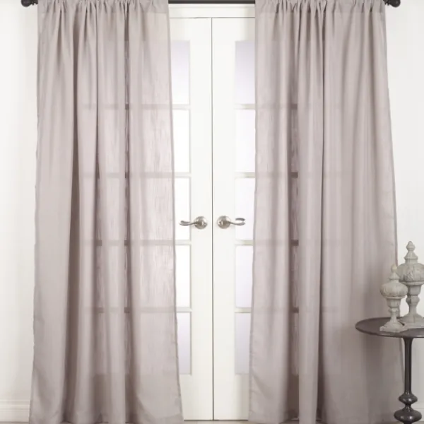 Curtains & Drapes-Kirkland's Home Sheer Dark Linen Curtain Panel, 96 In. Gray