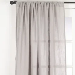Curtains & Drapes-Kirkland's Home Sheer Dark Linen Curtain Panel, 108 In. Gray