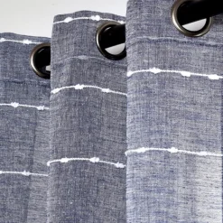 Curtains & Drapes-Kirkland's Home Sheer Navy Textured Curtain Panel Set, 84 In. Blue