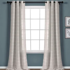 Curtains & Drapes-Kirkland's Home Sheer Textured Curtain Panel Set, 84 In. Gray
