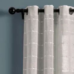 Curtains & Drapes-Kirkland's Home Sheer Textured Curtain Panel Set, 84 In. Gray