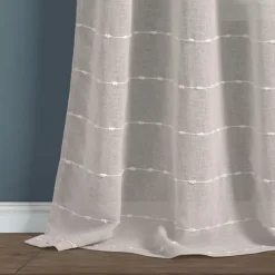 Curtains & Drapes-Kirkland's Home Sheer Textured Curtain Panel Set, 84 In. Gray