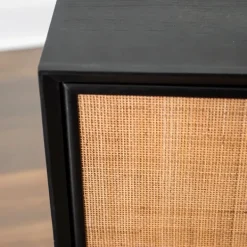 Cabinets & Sideboards-Kirkland's Home Shelby And Natural Cane Cabinet Black