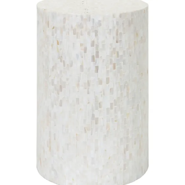 Accent & End Tables-Kirkland's Home Shell Cylinder Frame Accent Table White