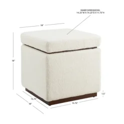 Benches & Ottomans-Kirkland's Home Sherpa Cube Storage Ottoman Ivory