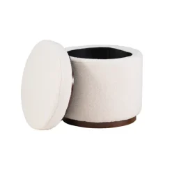 Benches & Ottomans-Kirkland's Home Sherpa Upholstered Storage Ottoman White