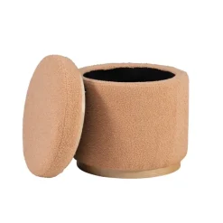 Benches & Ottomans-Kirkland's Home Sherpa Upholstered Storage Ottoman Tan