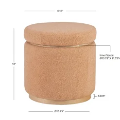 Benches & Ottomans-Kirkland's Home Sherpa Upholstered Storage Ottoman Tan