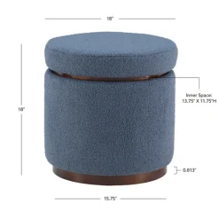 Benches & Ottomans-Kirkland's Home Sherpa Upholstered Storage Ottoman Blue