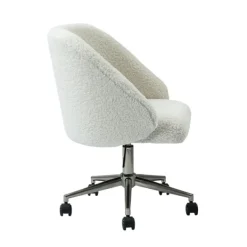 Office Furniture-Kirkland's Home Sherpa Upholstered Swivel Office Chair White