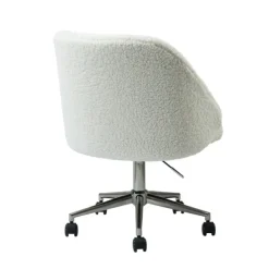 Office Furniture-Kirkland's Home Sherpa Upholstered Swivel Office Chair White