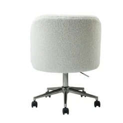 Office Furniture-Kirkland's Home Sherpa Upholstered Swivel Office Chair White