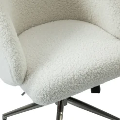 Office Furniture-Kirkland's Home Sherpa Upholstered Swivel Office Chair White