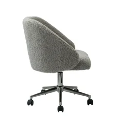 Office Furniture-Kirkland's Home Sherpa Upholstered Swivel Office Chair Gray