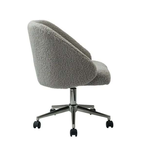 Office Furniture-Kirkland's Home Sherpa Upholstered Swivel Office Chair Gray