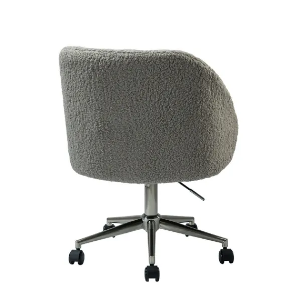 Office Furniture-Kirkland's Home Sherpa Upholstered Swivel Office Chair Gray
