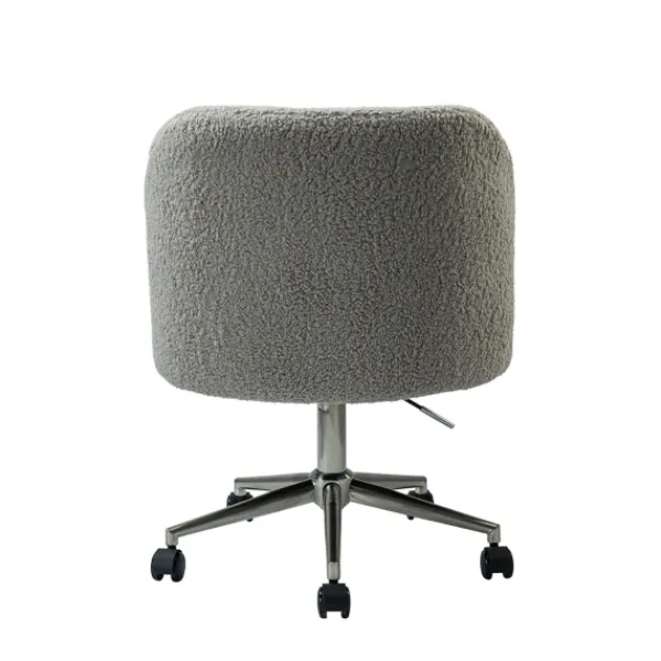 Office Furniture-Kirkland's Home Sherpa Upholstered Swivel Office Chair Gray