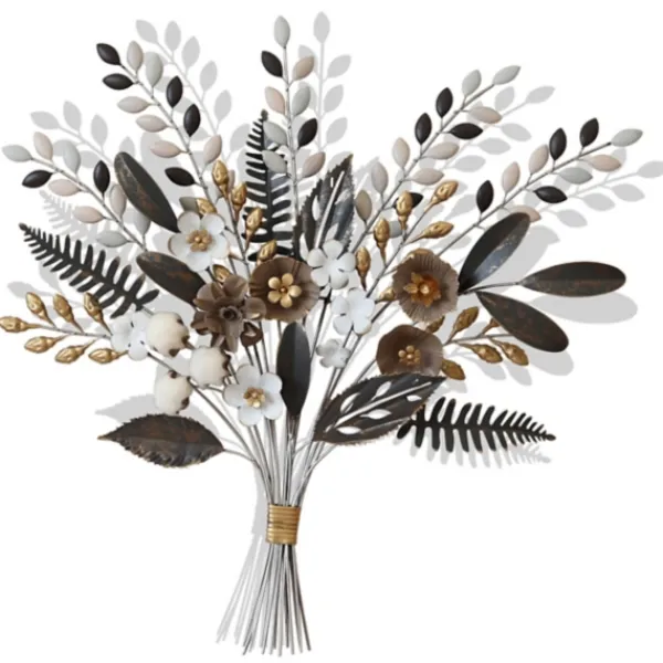 Wall Plaques-Kirkland's Home Shining Golden Floral Bouquet Wall Decoration Gold/Black/Silver