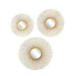 Wall Plaques-Kirkland's Home Shining Golden Sunburst 3-Pc. Wall Mirror Set