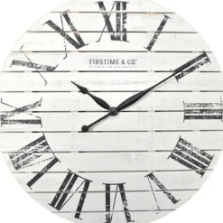 Clocks-Kirkland's Home Shiplap Coastal Wall Clock, 29 In. White