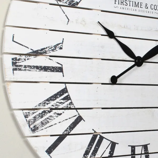 Clocks-Kirkland's Home Shiplap Coastal Wall Clock, 29 In. White