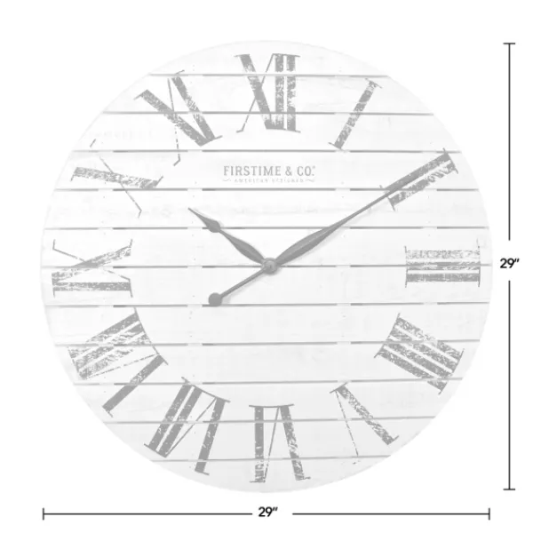 Clocks-Kirkland's Home Shiplap Coastal Wall Clock, 29 In. White