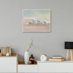 Canvas Art-Kirkland's Home Shorebirds On The Sand Framed Canvas Art Print Gray/Tan/White