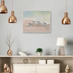 Canvas Art-Kirkland's Home Shorebirds On The Sand Framed Canvas Art Print Gray/Tan/White
