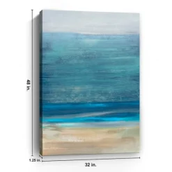 Canvas Art-Kirkland's Home Shoreline Brushstrokes Canvas Art Print, 32X48 In. White/Blue/Tan