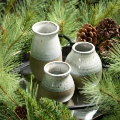 Vases-Kirkland's Home Short Terracotta Two-Tone Speckled Vases, Set Of 3 Tan/Ivory