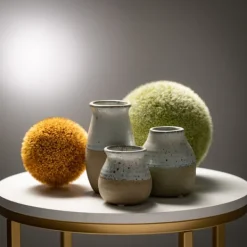 Vases-Kirkland's Home Short Terracotta Two-Tone Speckled Vases, Set Of 3 Tan/Ivory