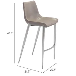 Bar Stools & Counter Height Stools-Kirkland's Home Silver & Beige Faux Leather Bar Stools, Set Of 2 Tan