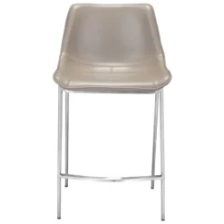 Bar Stools & Counter Height Stools-Kirkland's Home Silver & Beige Leather Counter Stools, Set Of 2 Tan