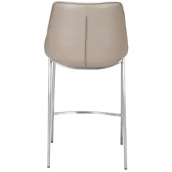 Bar Stools & Counter Height Stools-Kirkland's Home Silver & Beige Leather Counter Stools, Set Of 2 Tan