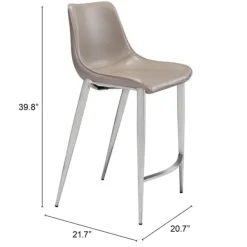 Bar Stools & Counter Height Stools-Kirkland's Home Silver & Beige Leather Counter Stools, Set Of 2 Tan