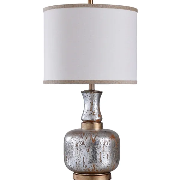 Table Lamps-Kirkland's Home Silver And Gold Distressed Glass Table Lamp Silver/Gold