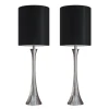 Table Lamps-Kirkland's Home Silver And Tapered Table Lamps, Set Of 2 Black