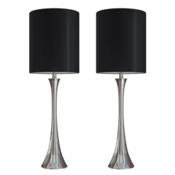 Table Lamps-Kirkland's Home Silver And Tapered Table Lamps, Set Of 2 Black