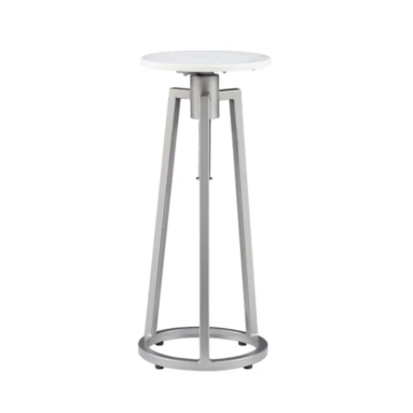 Accent & End Tables-Kirkland's Home Silver And White Marble Adjustable Drink Table Silver/White